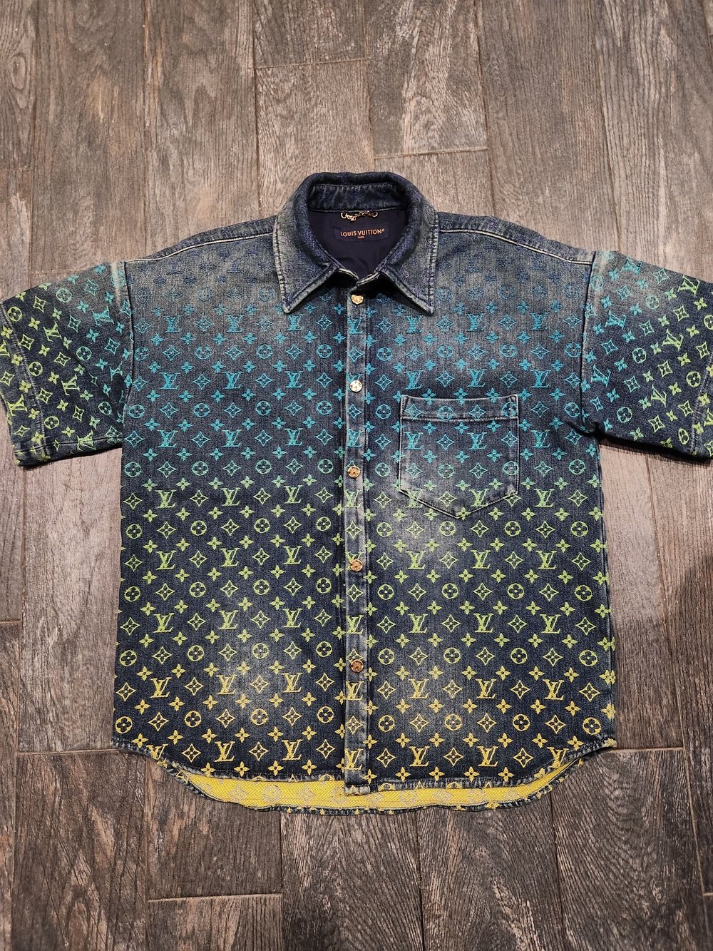 Louis Vuitton Multicolor Monogram Denim Short-Sleeve Shirt